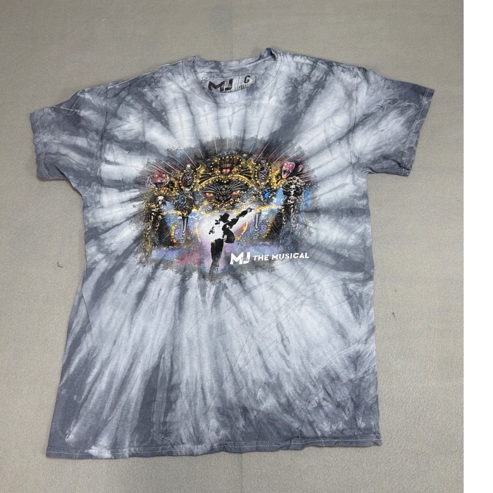 MJ The Musical Michael Jackson Broadway Tie Dye Graphic T-Shirt Grey Medium